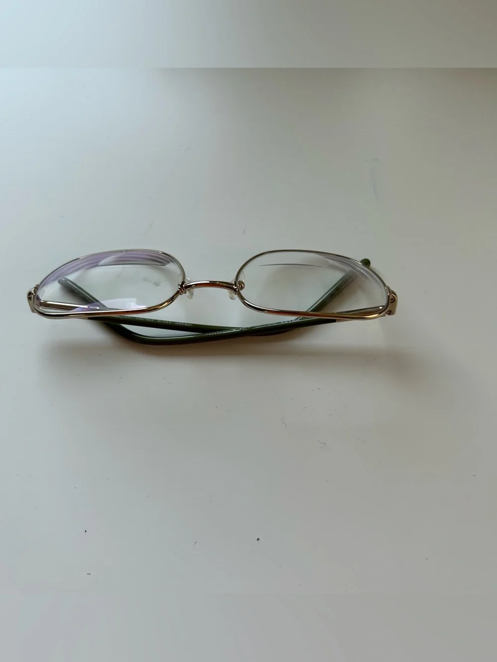 Prada Metal Eyeglass Frames Only 54 19 140 Gold Color Full Rim Green Arms